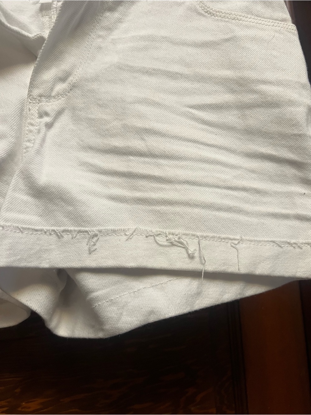 PAIGE White Denim Cutoff Shorts with Subtle Fray - Picture 4 of 6